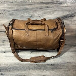 Vintage Leather Duffle Bag Columbian Cowhide Gym Travel Coverts To Satchel Bag